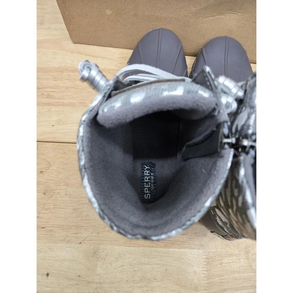 Sperry Women's Saltwater Silver LEOJAC Waterproof Duck Boots Size 8.5 M